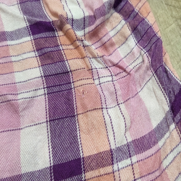 Cloth and Stone Plaid Short Sleeve Button Down Shirt hi lo hem - Picture 10 of 14